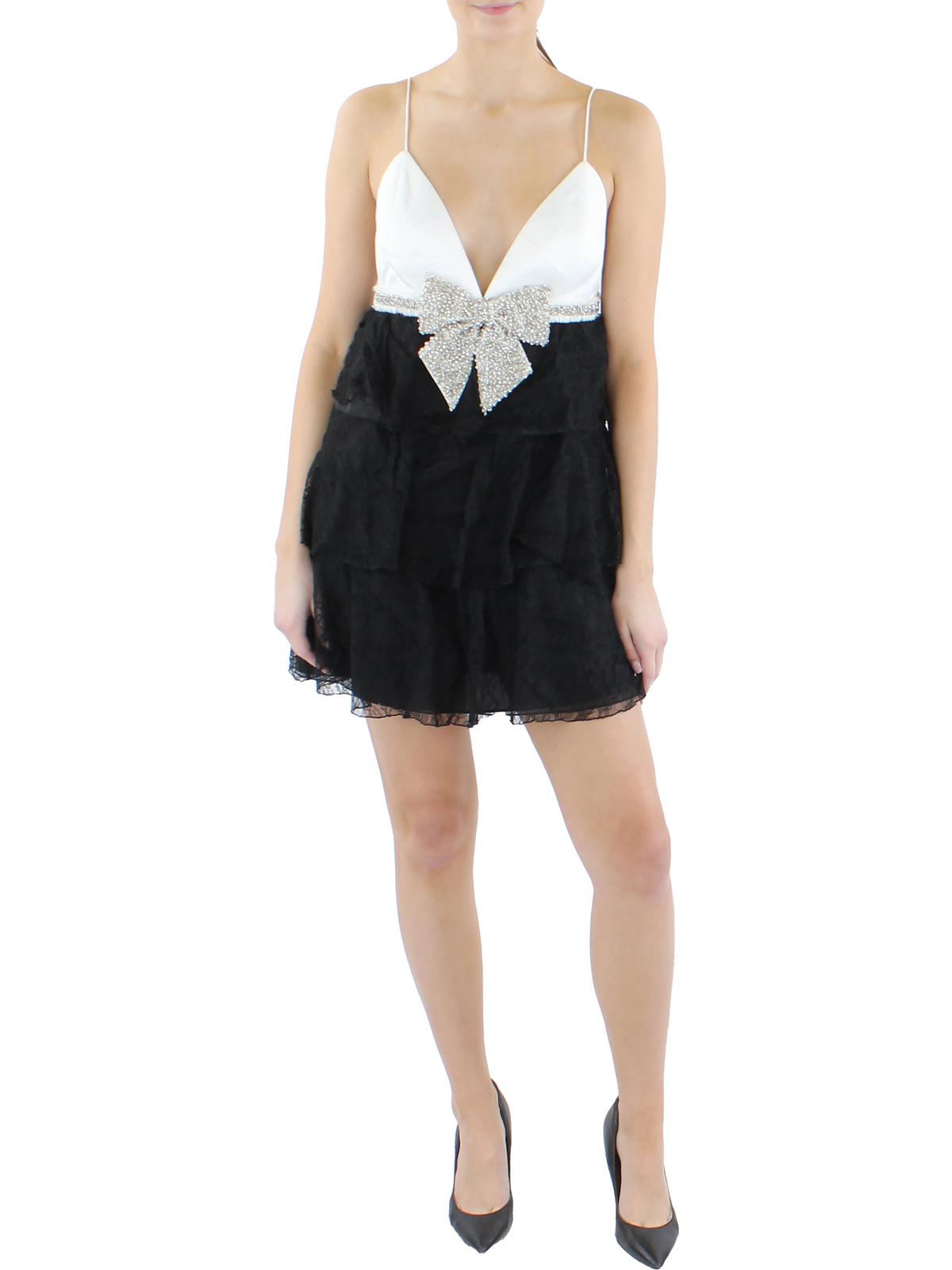 Lace Ruffle Cocktail Dress B55814
