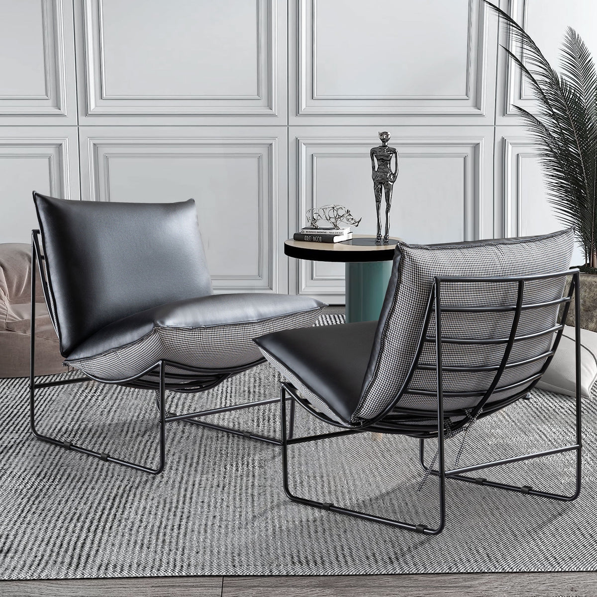 Metal Framed Accent Chair with Pillow I365