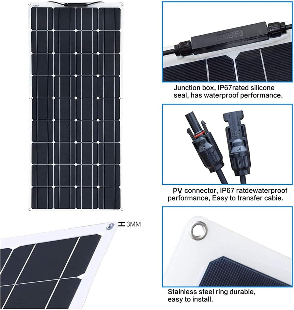 600W 2X 300W PET Flexible Mono Solar Panel with 40A Controller F84150