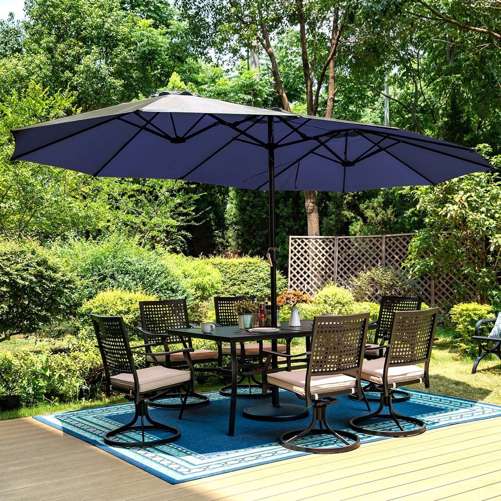 15ft Double-Sided Patio Umbrella with Base V922609