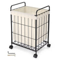 Black Metal Laundry Hamper with Wheels Z1519