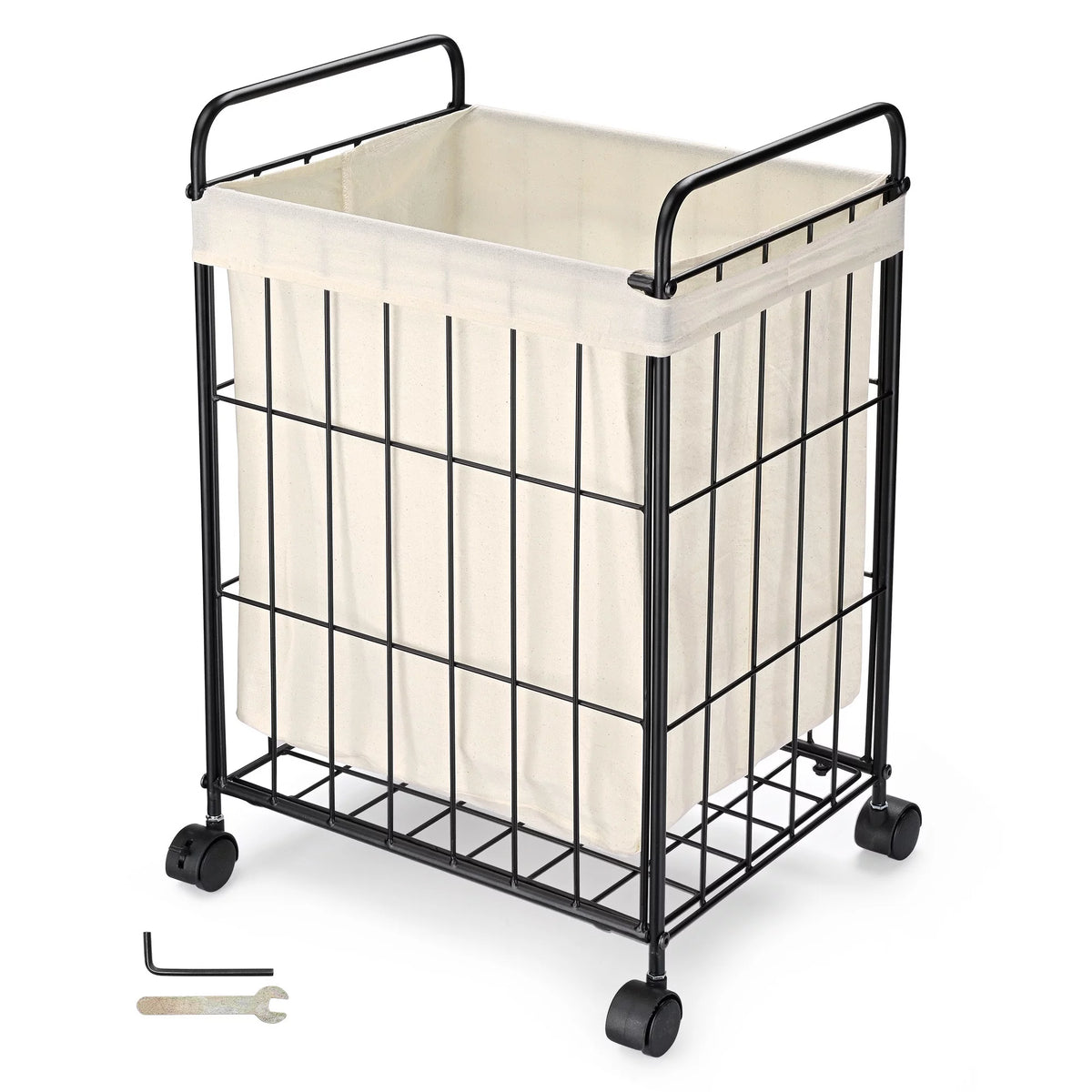 Black Metal Laundry Hamper with Wheels Z1519