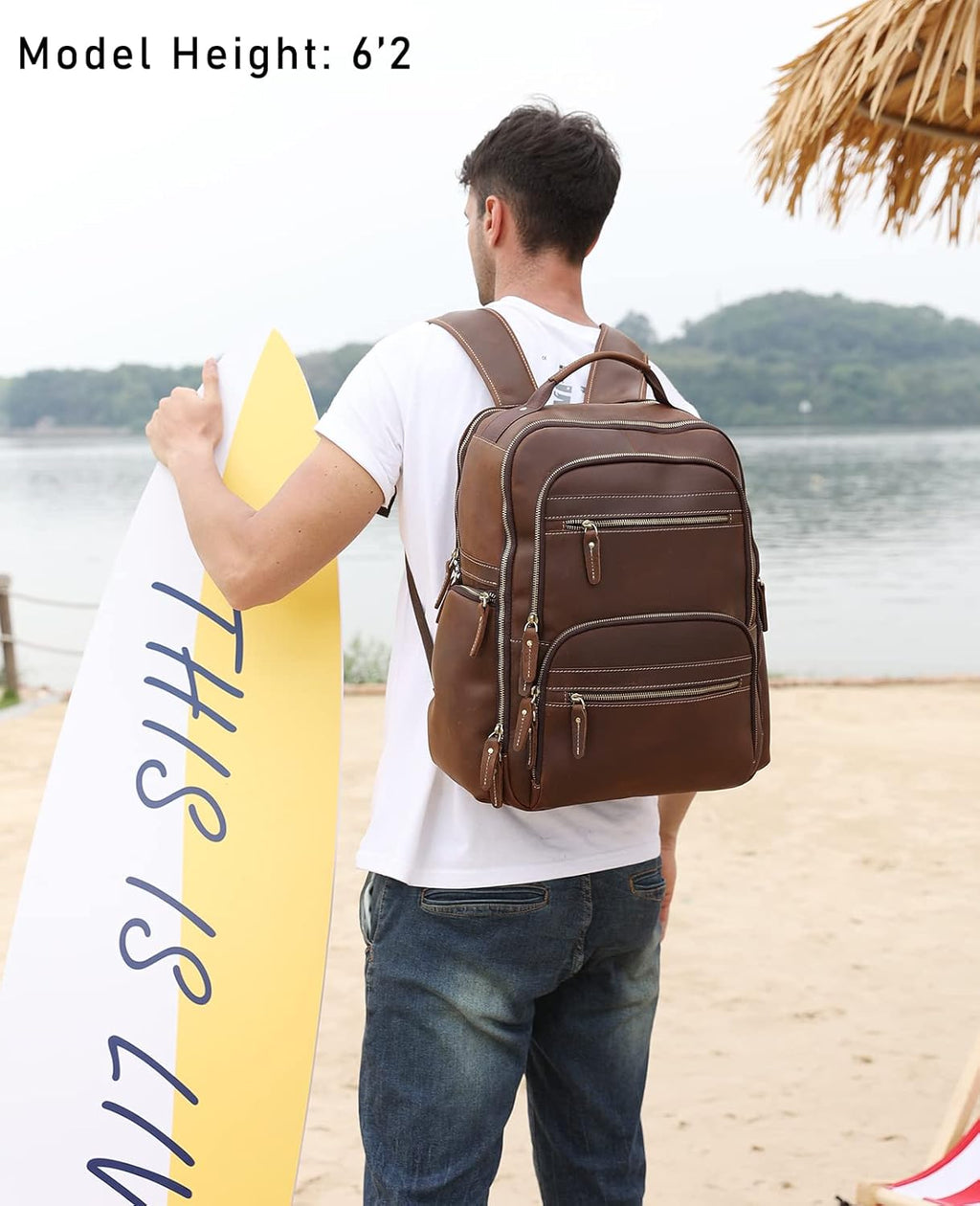 Genuine Leather 18 inch Laptop Backpack G1148