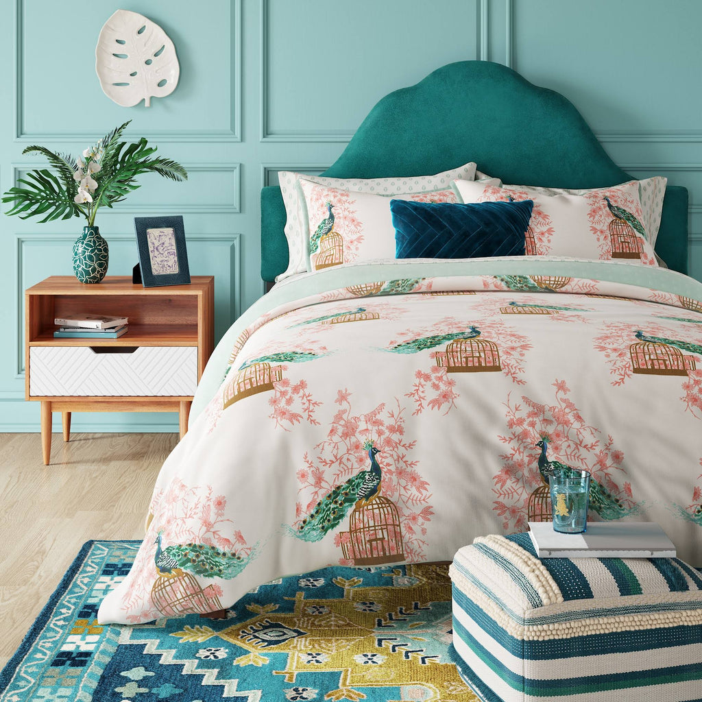 Arched Headboard Teal Velvet M81106