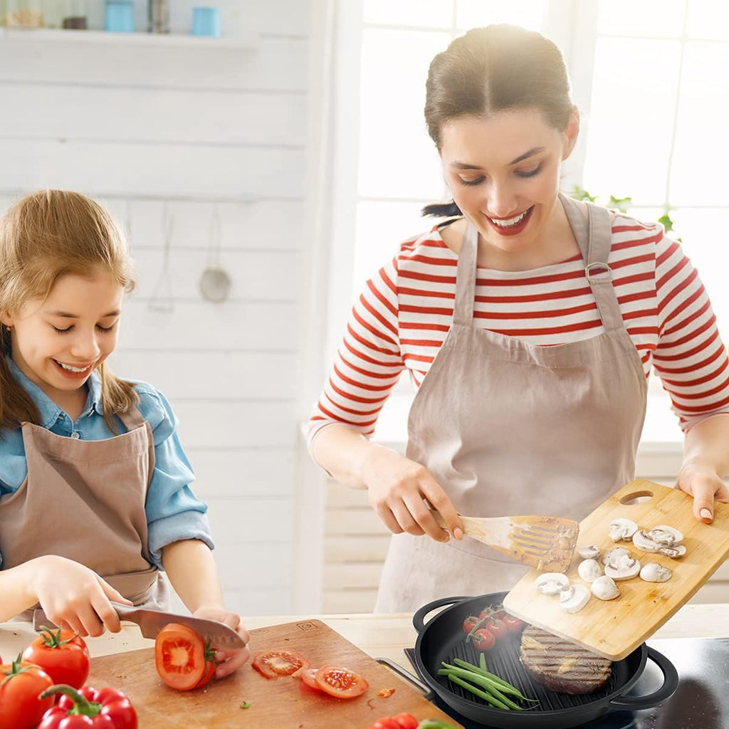 10.6 Inch Non Stick Cast Aluminum Griddle Pan with Glass Lid C959