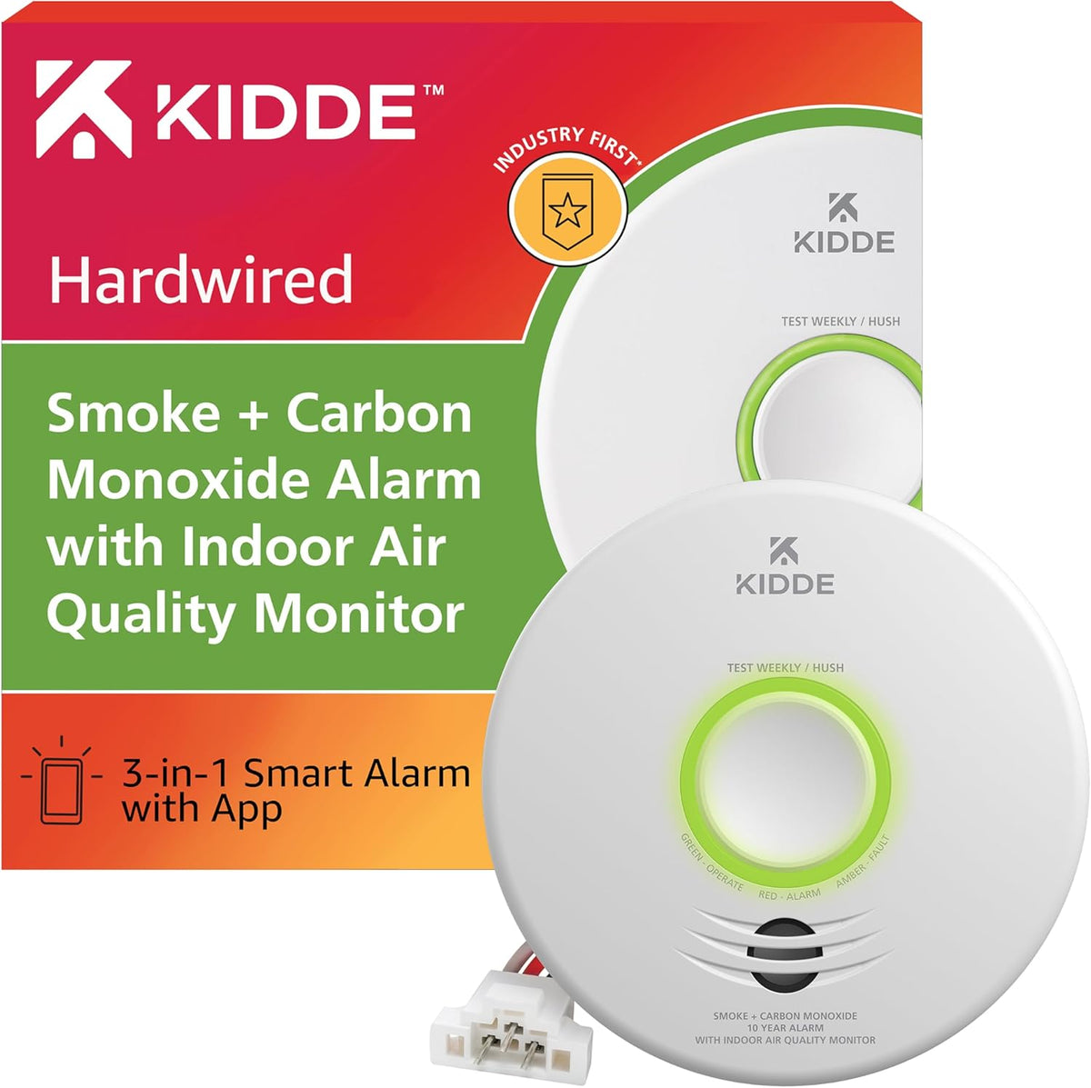 Smart Smoke & Carbon Monoxide Detector with Indoor Air Quality Monitor, Hardwired w/Battery Backup Y15253