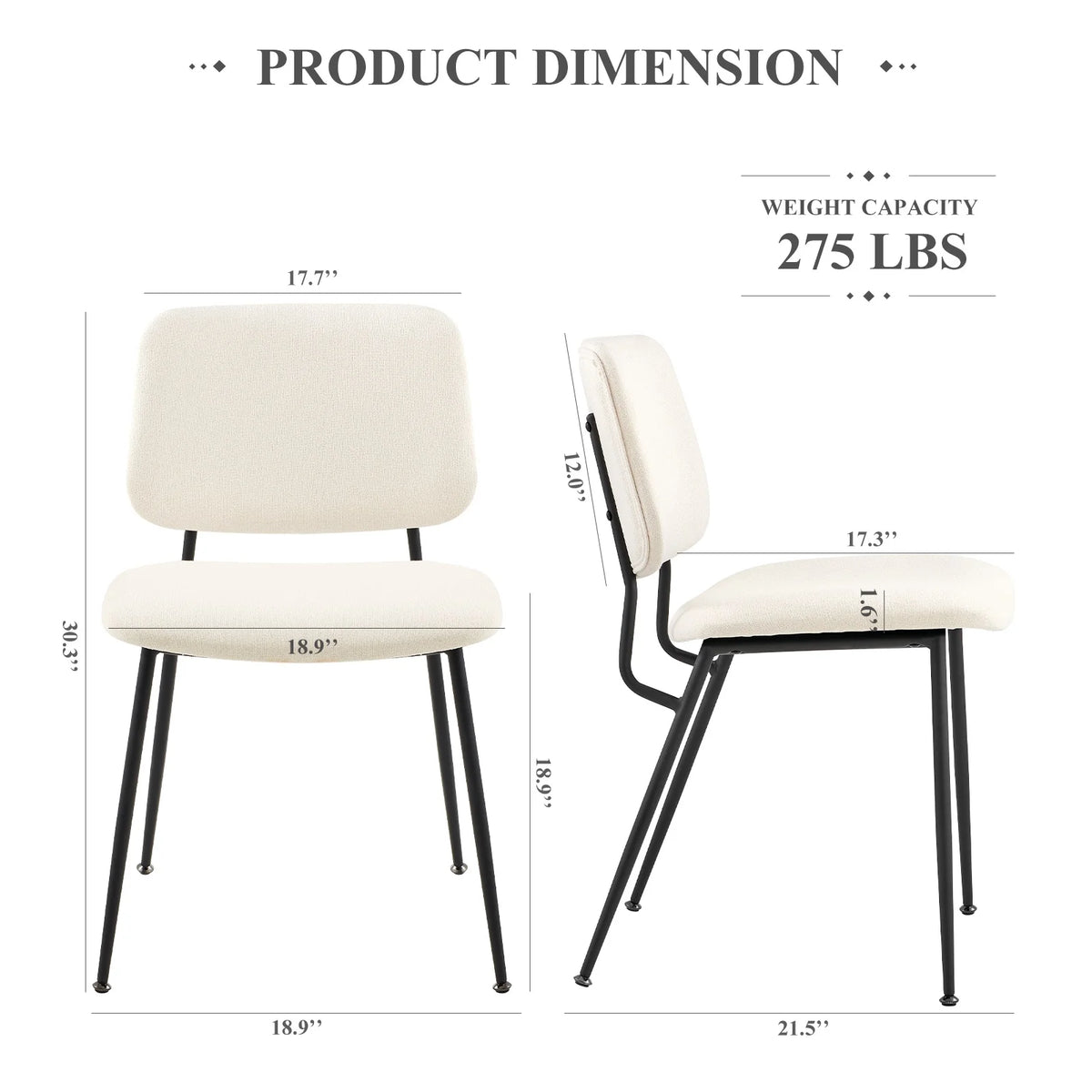 Cream Fabric Upholstered Dining Chairs Set of 6 Z742298