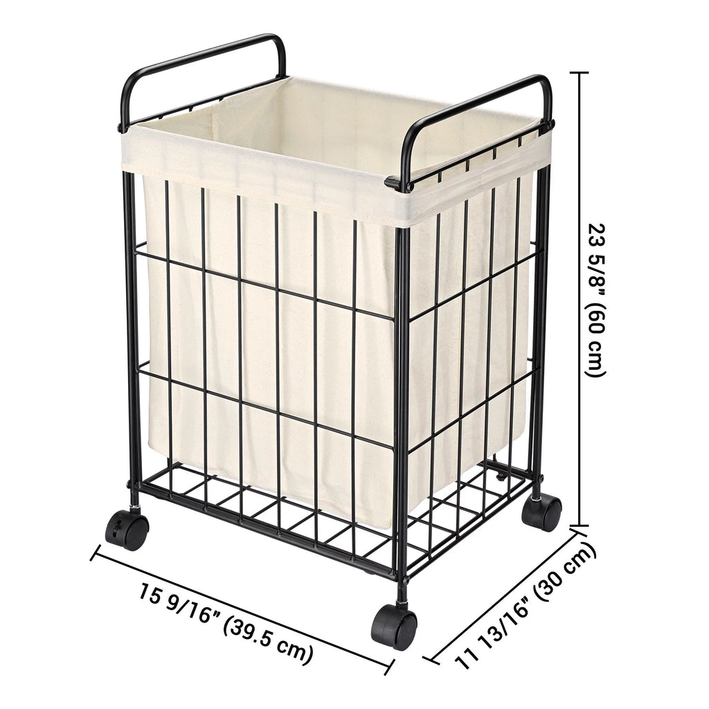 Black Metal Laundry Hamper with Wheels Z1519