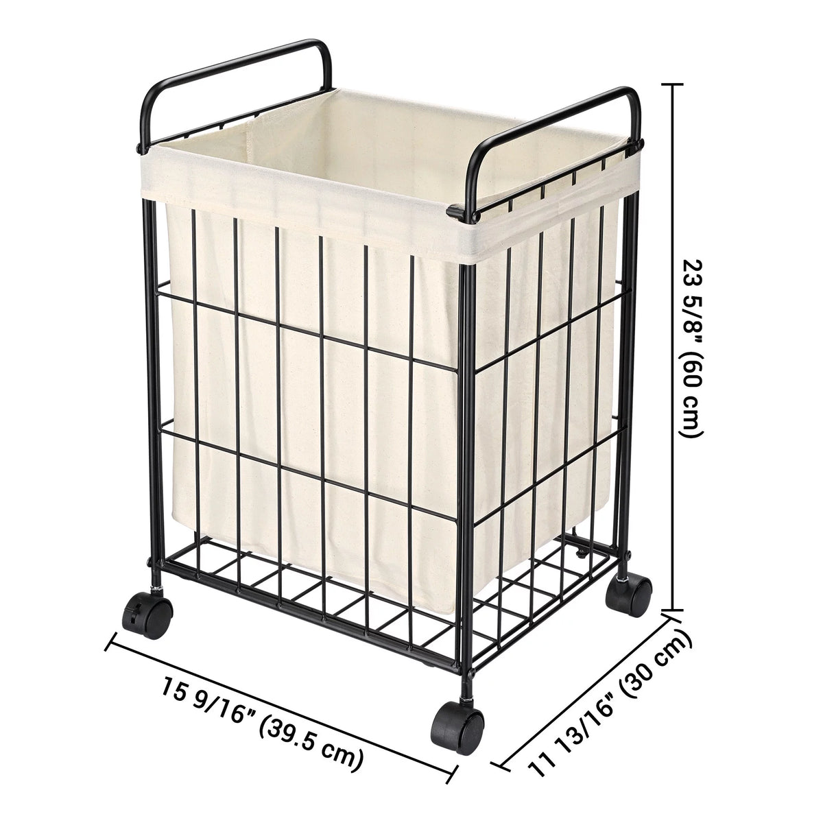 Black Metal Laundry Hamper with Wheels Z1519