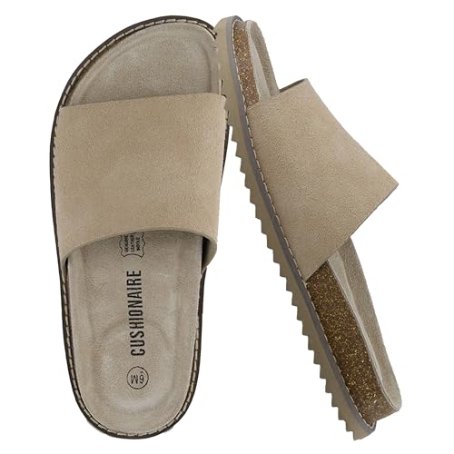 Suede Slip-On Slide Sandal with Cork Footbed T646