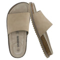 Suede Slip-On Slide Sandal with Cork Footbed T646