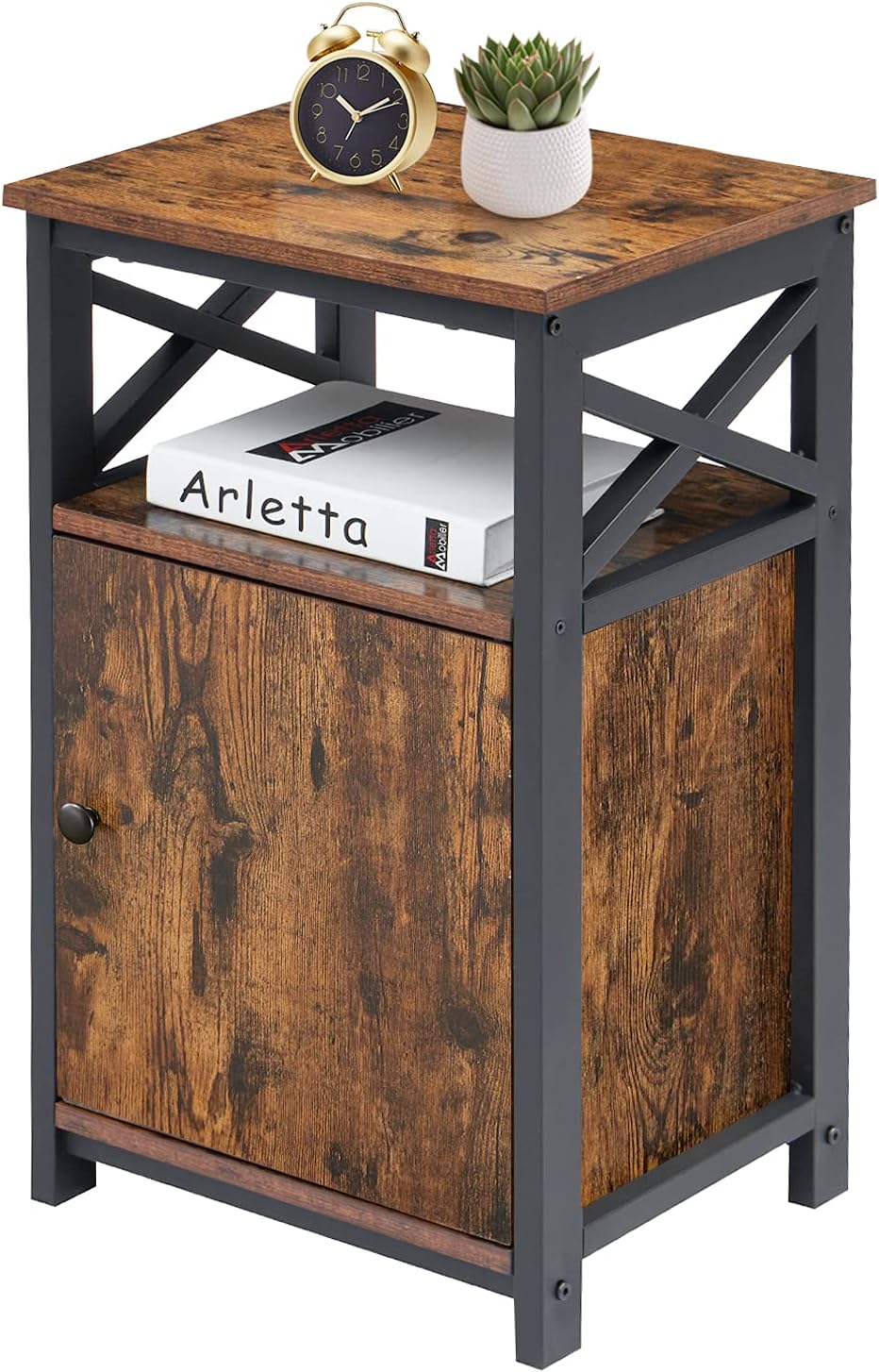 Brown Storage Cabinet and Drawer Nightstand K342