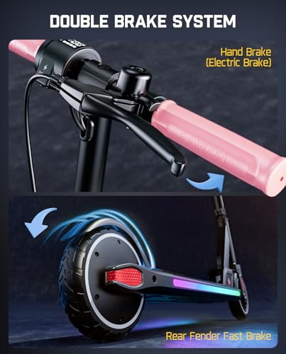 Electric Scooter with LED Lights, Bluetooth Speaker, Adjustable Height, Foldable X389326