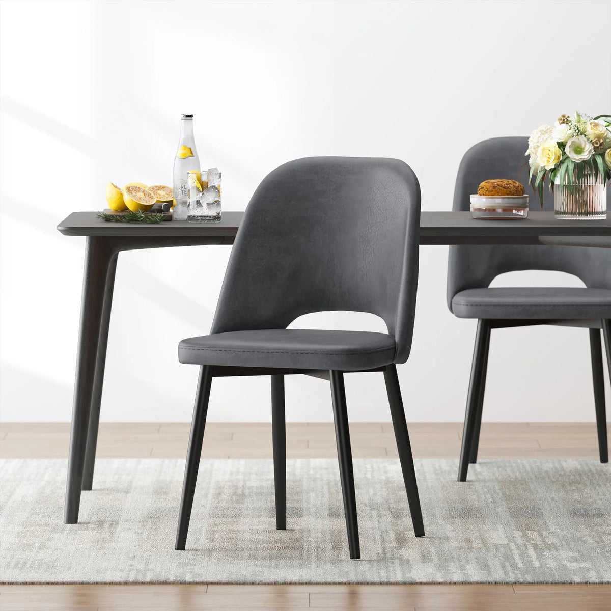 Black PU Leather Dining Chairs Set of 4 Z527762