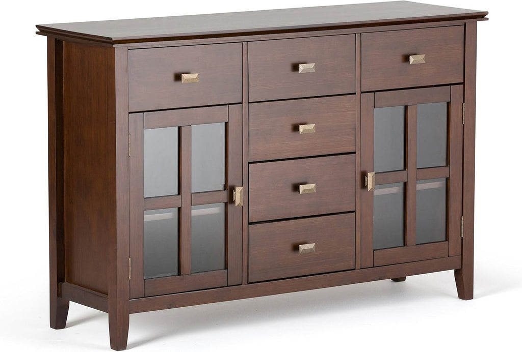 Distressed Grey Solid Pine Wood Sideboard with 2 Doors and 6 Drawers V661