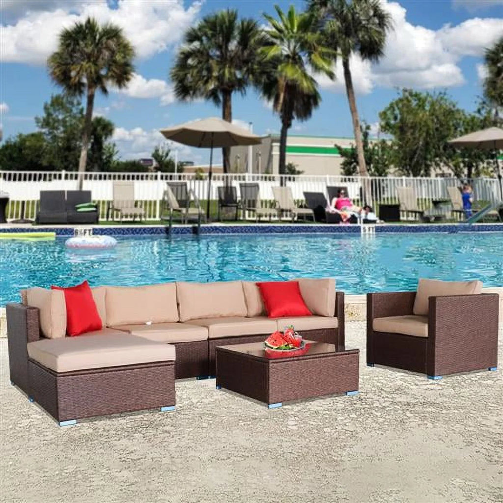 7 Pieces PE Wicker Rattan Corner Sofa Set M715