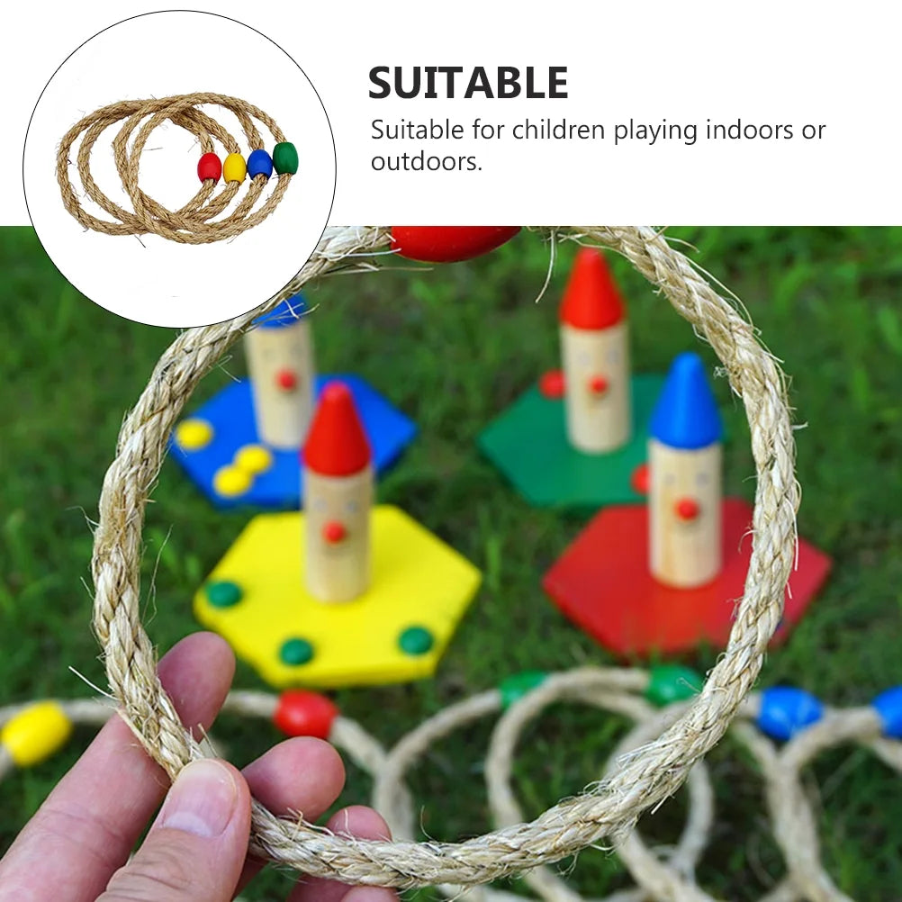 8 PCS Wooden Ring Toss Game Outdoor Toy F28255