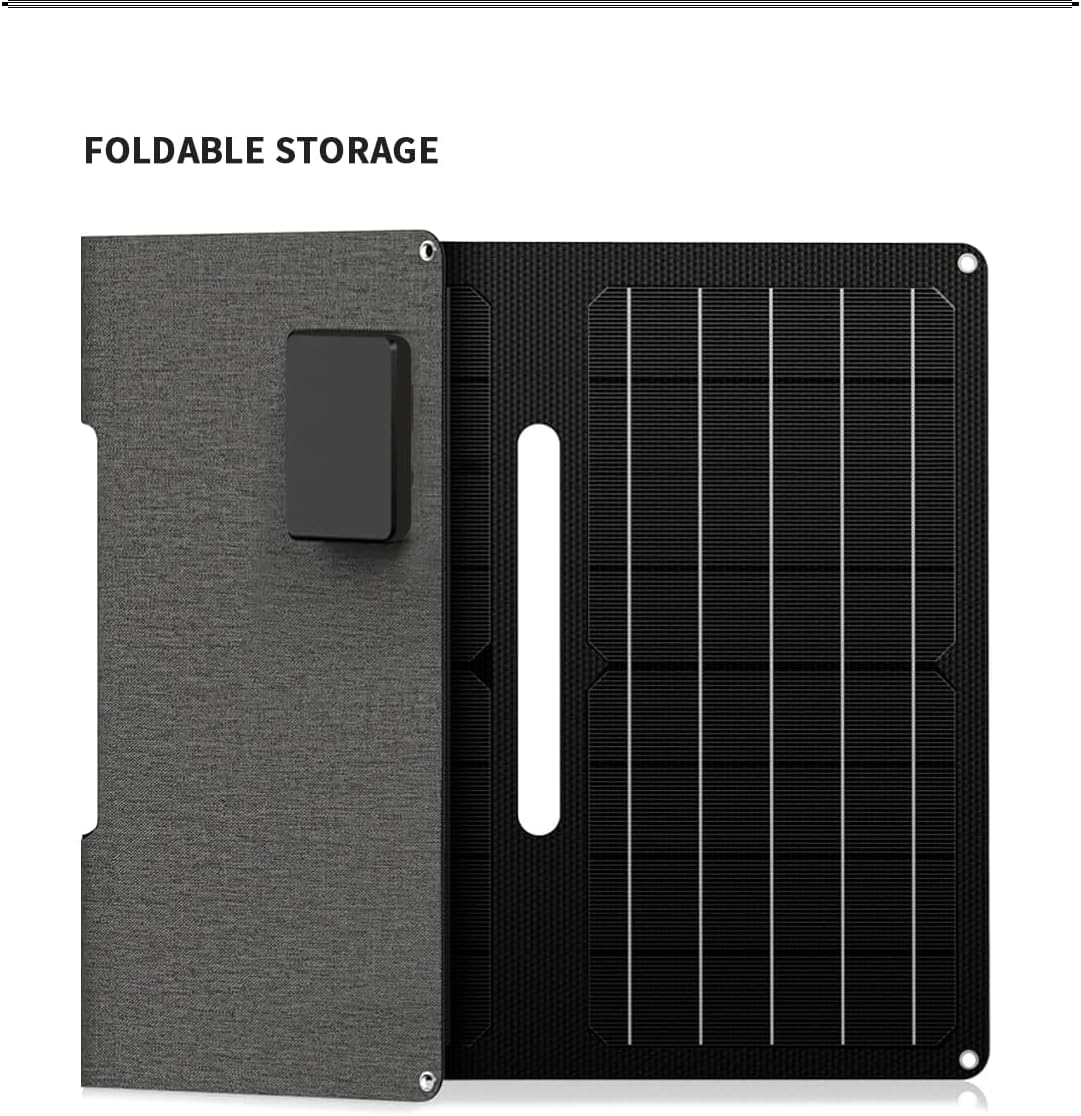 30W Foldable Solar Panel Battery Charger with USB Ports & DC Output F1435