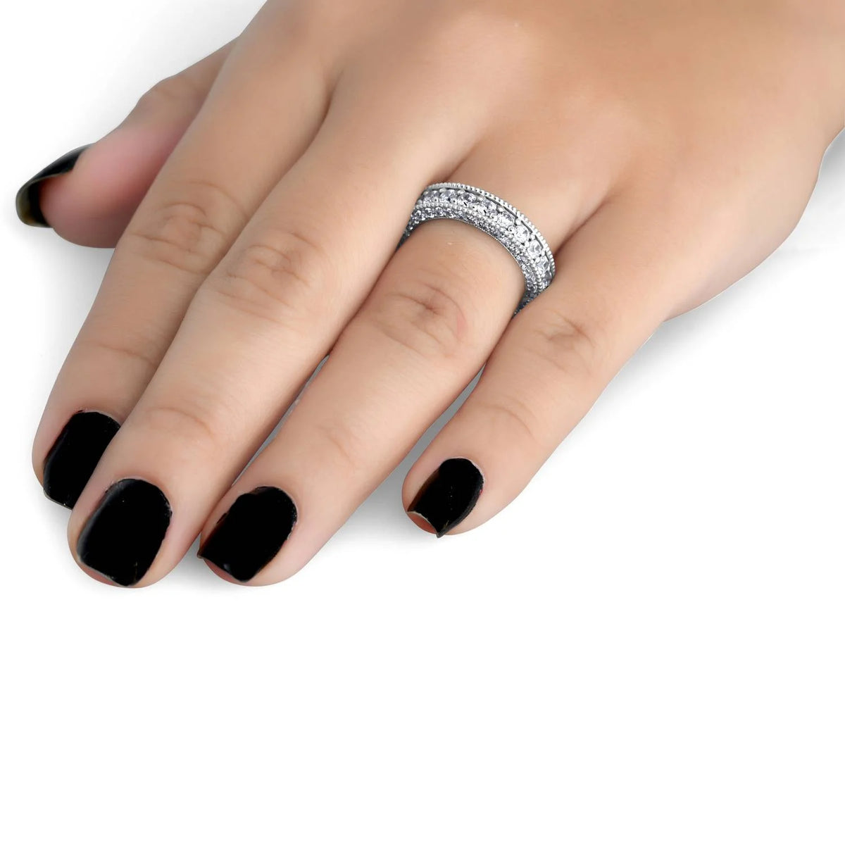 Vintage Diamond Wedding Ring 14K White Gold J61934