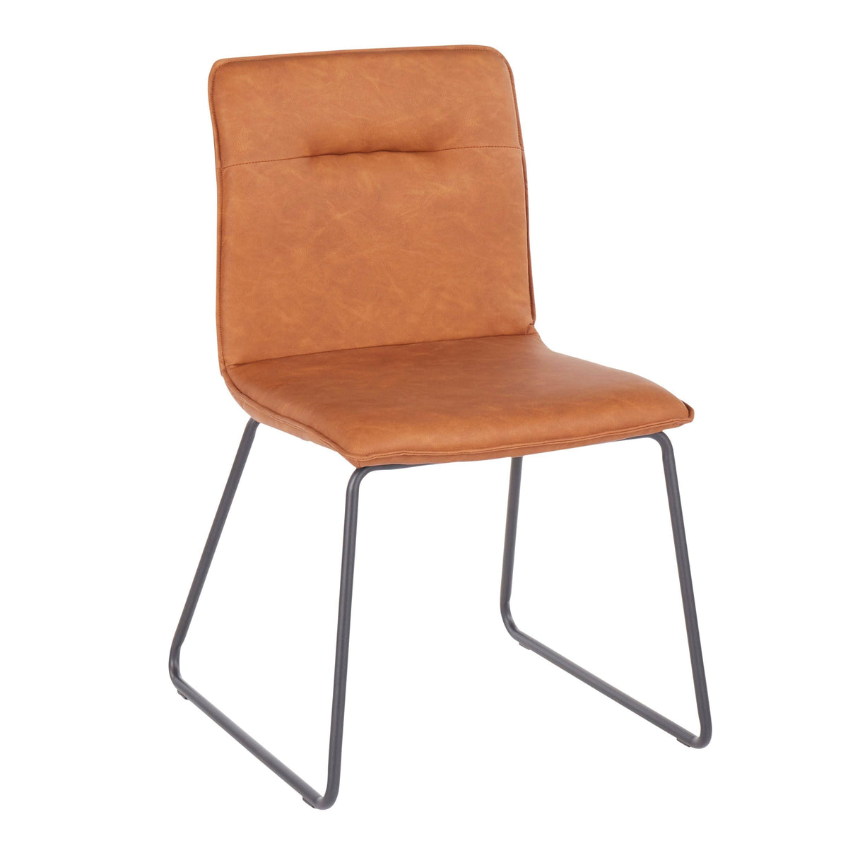 Black Metal and Camel Faux Leather Chair Set of 2 V9772