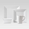 16pc White Porcelain Square Dinnerware Set O450050