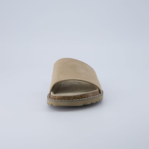 Suede Slip-On Slide Sandal with Cork Footbed T646