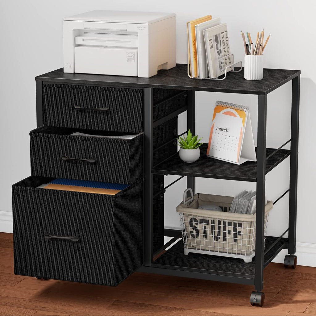 Black 3 Drawer Lateral File Cabinet with Metal Frame Q934225