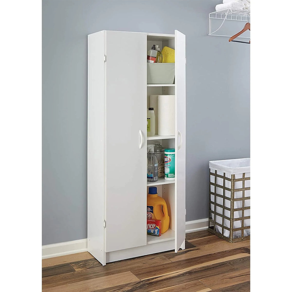 White 2 Door Pantry Cabinet with Adjustable Shelves F8131