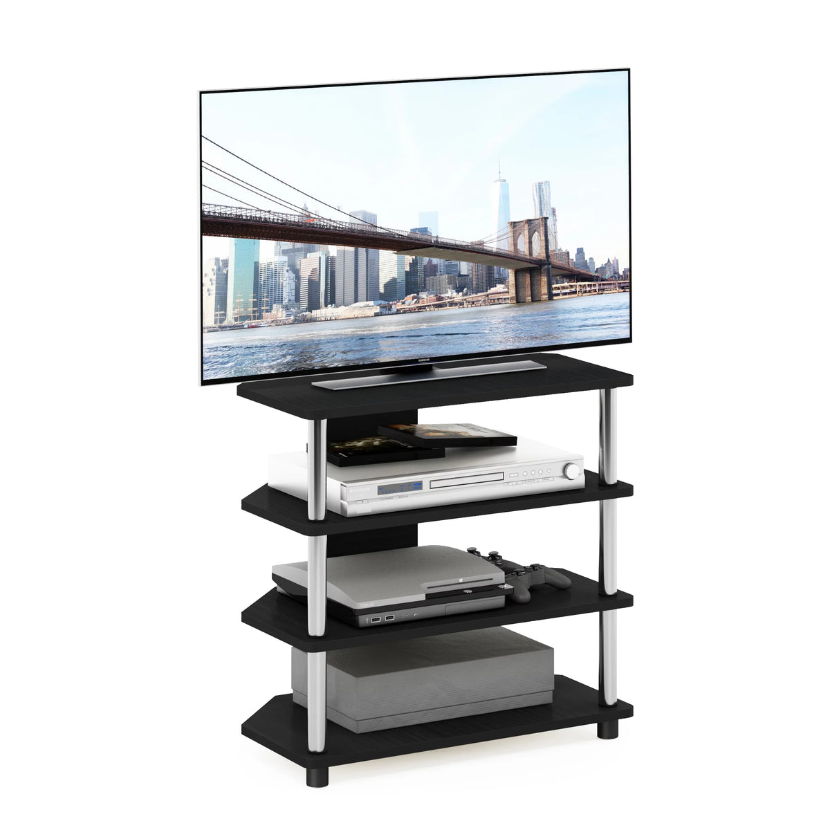 4-Tier TV Stand, Americano, Stainless Steel Z555