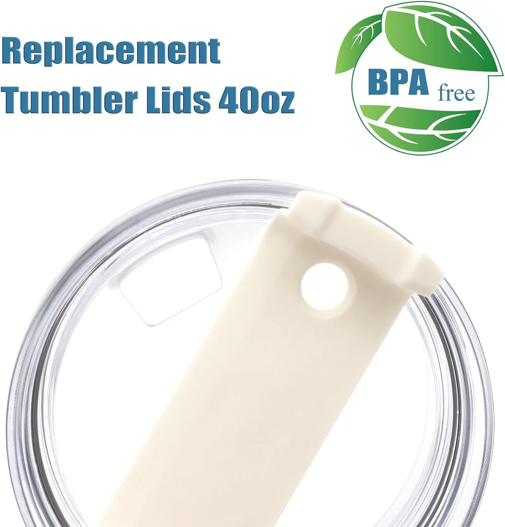 2 Pack Replacement Tumbler Lids for 40oz Travel Tumbler with Plastic Straws and Cleaning Brush F10404
