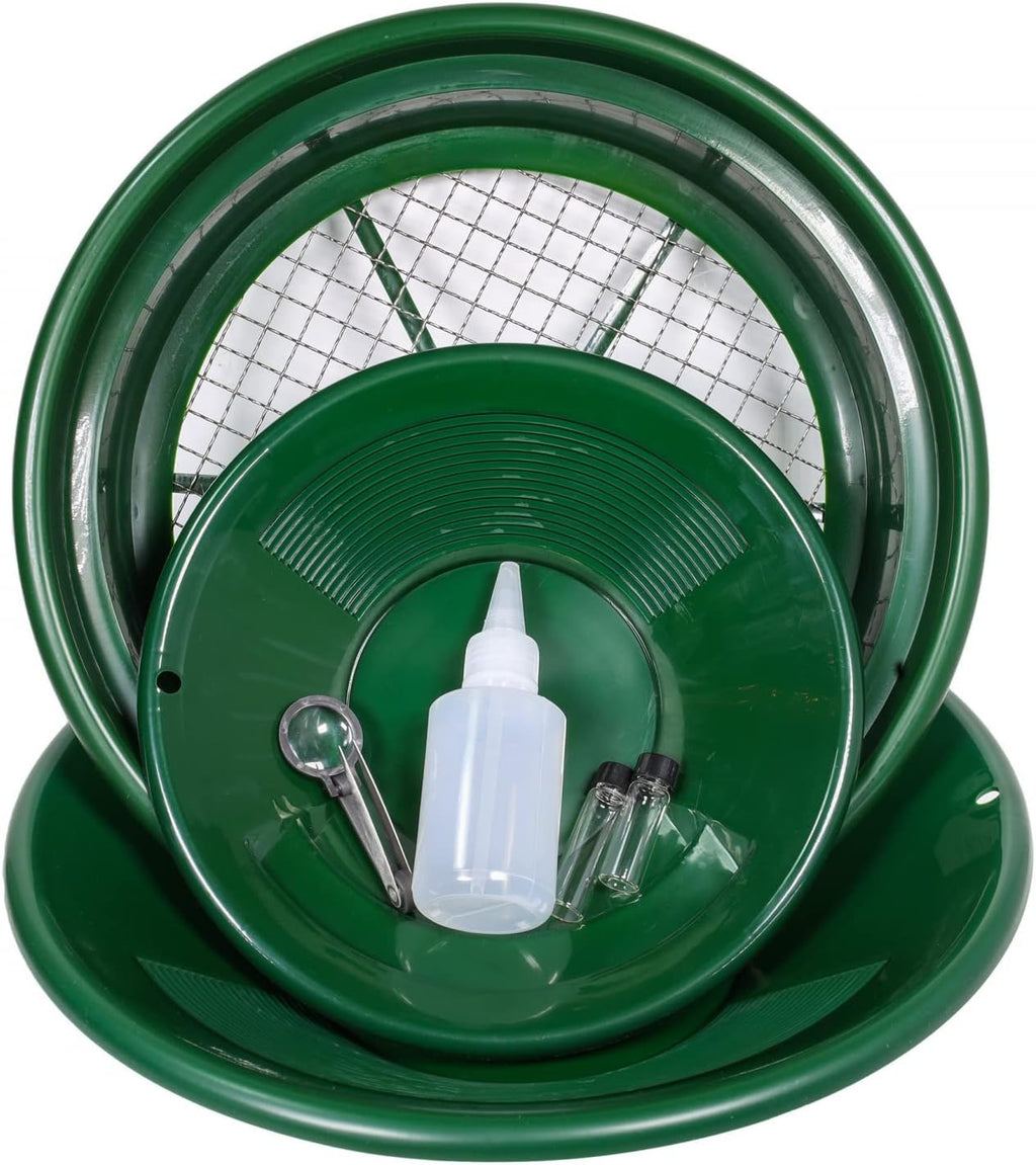 7pc Gold Prospecting Kit with Green Gold Pans H504834