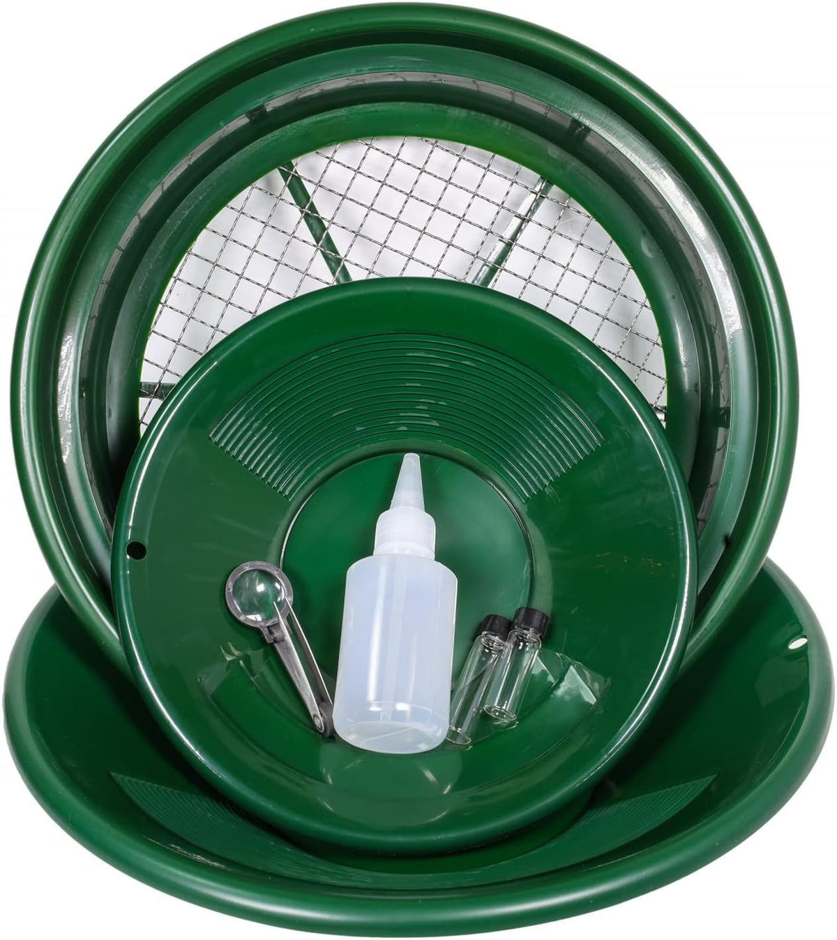 7pc Gold Prospecting Kit with Green Gold Pans H504834