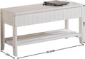 White Solid Wood Storage Bench with Open Shelves R48298