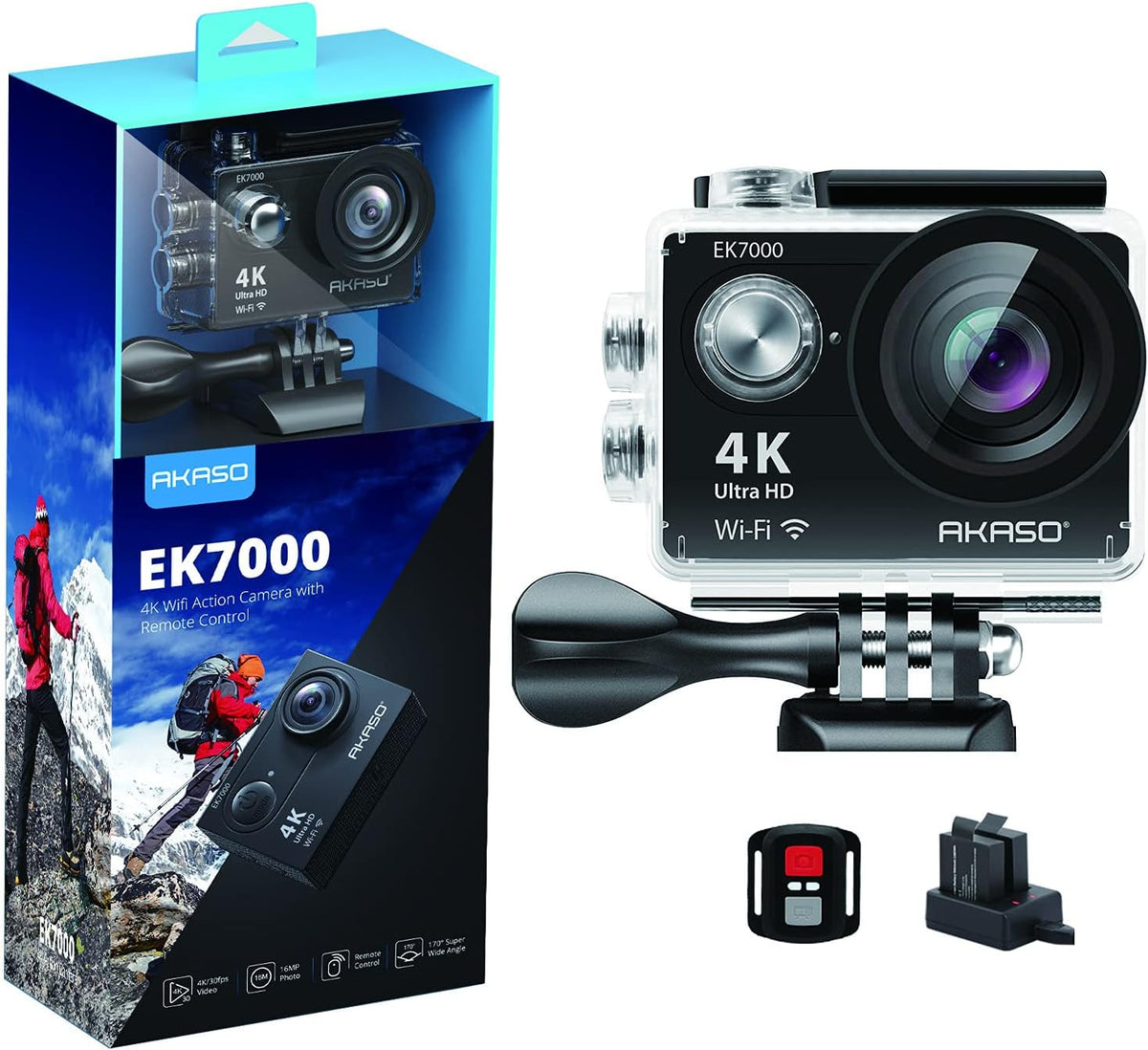 4K30FPS Action Camera 170 Degree Wide Angle 98FT Waterproof Camera X523