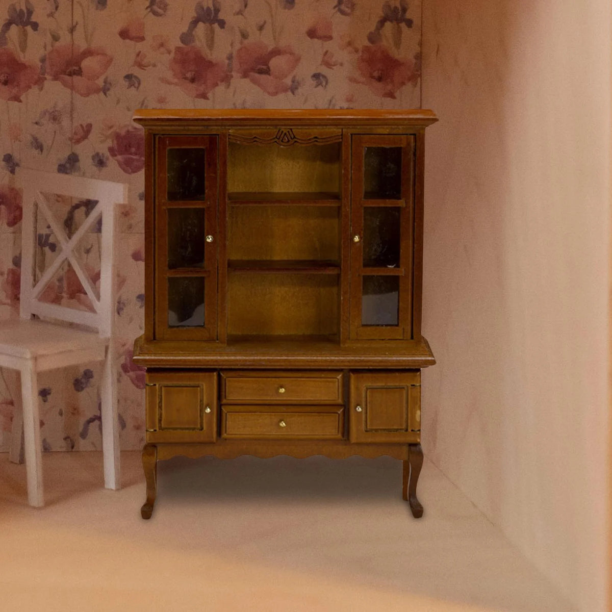 Walnut Miniature Bookcase Cabinet P9271