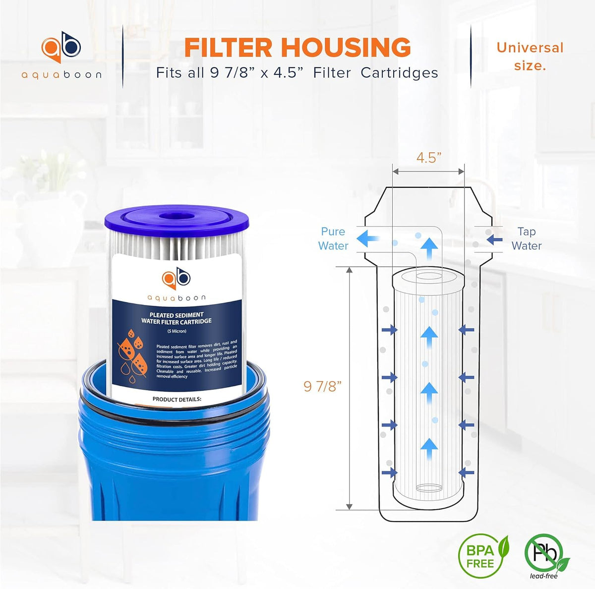 5 Micron 10 Pleated Sediment Water Filter Replacement Cartridge K807590