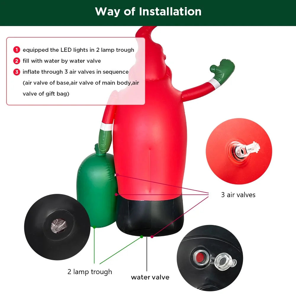 8Ft Christmas Inflatables Santa Claus Outdoor Decorations LED Lights B986