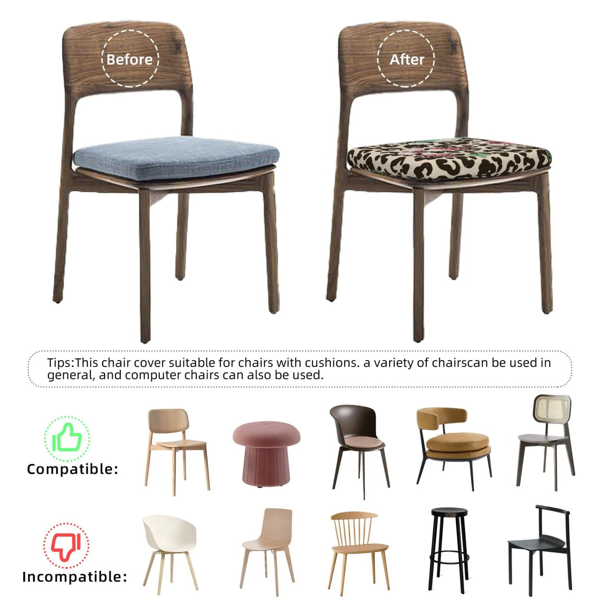 Leopard Dots Print Stretch Dining Chair Seat Covers D764