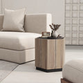 Textured Black Warm Oak Corner Table with Drawer R365