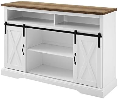 Stone Gray Barnwood Sliding Door Wood TV Stand F201