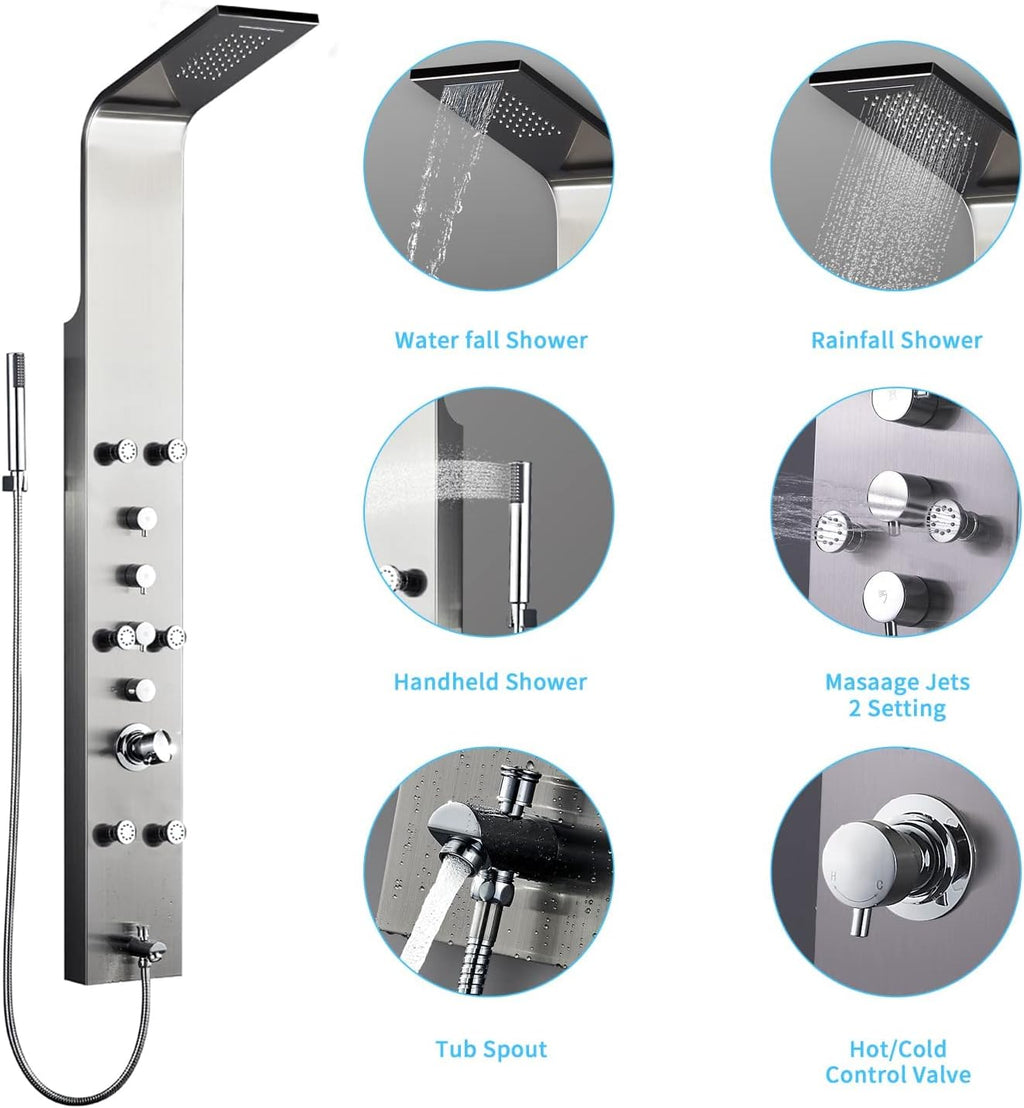 Real #304 Stainless Steel Wall Mount Shower Panel System Q13047