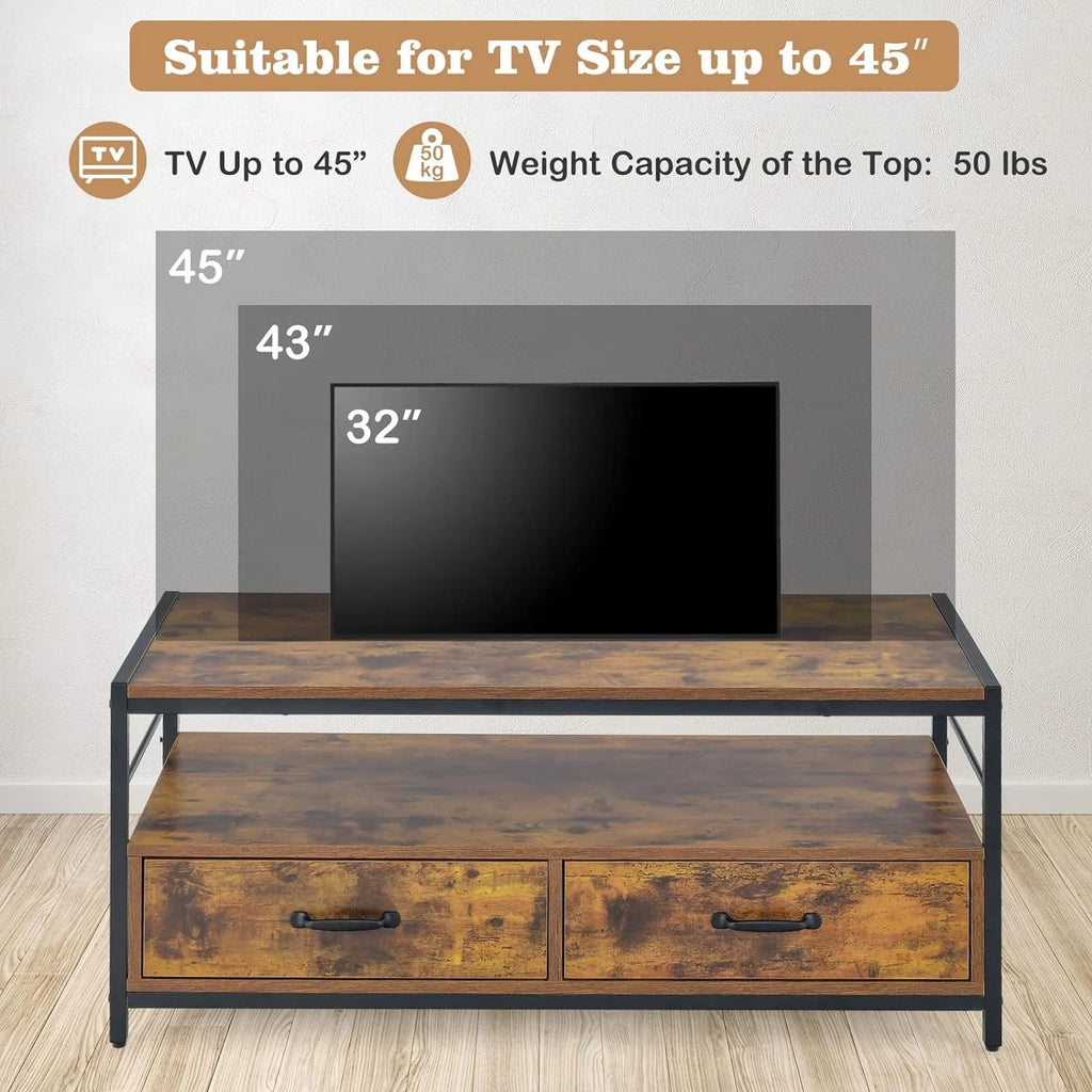 Coffee Table with Storage, Industrial Rectangular Cocktail Table, Metal Frame Wooden Accent Table C319800