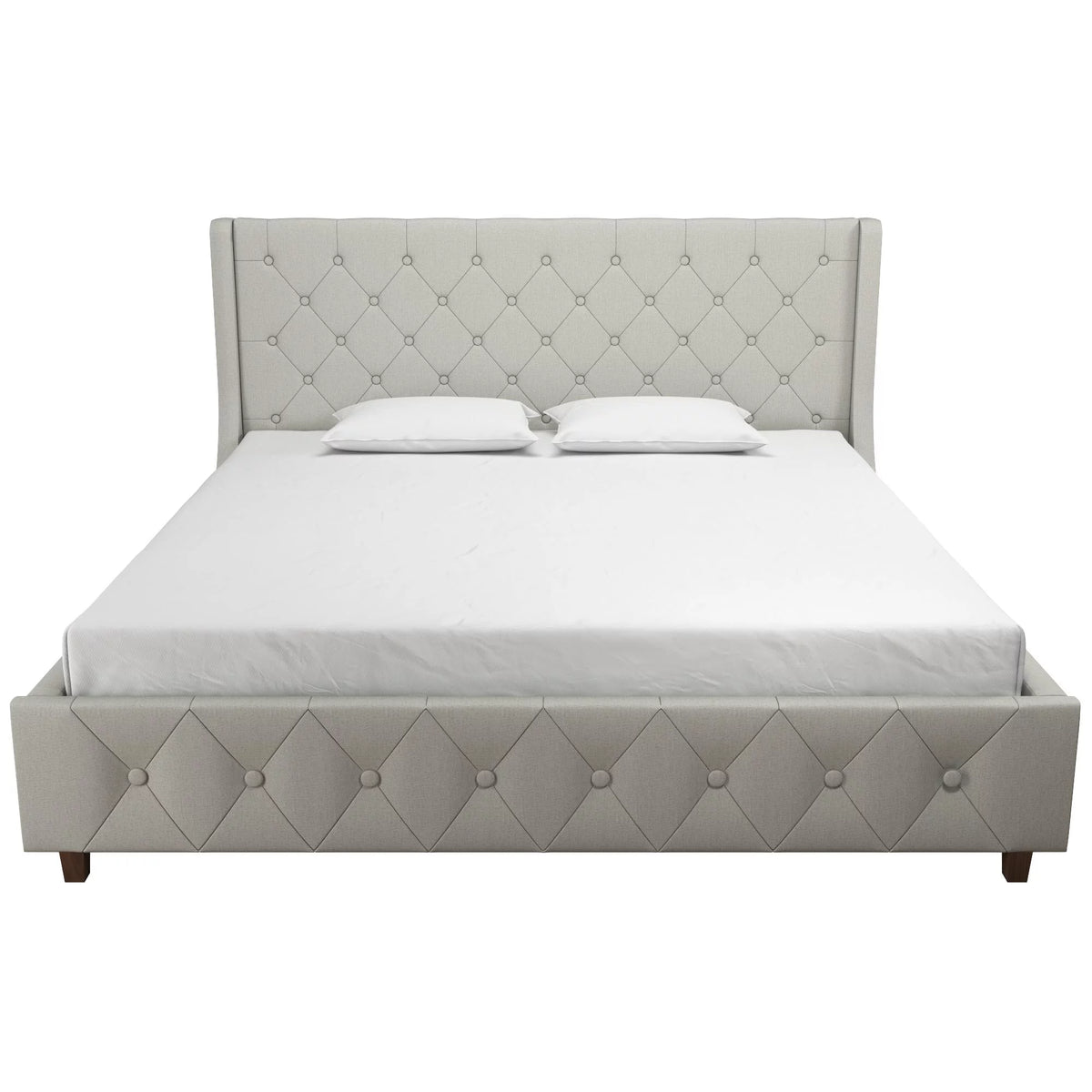 King Light Gray Linen Upholstered Bed J53110