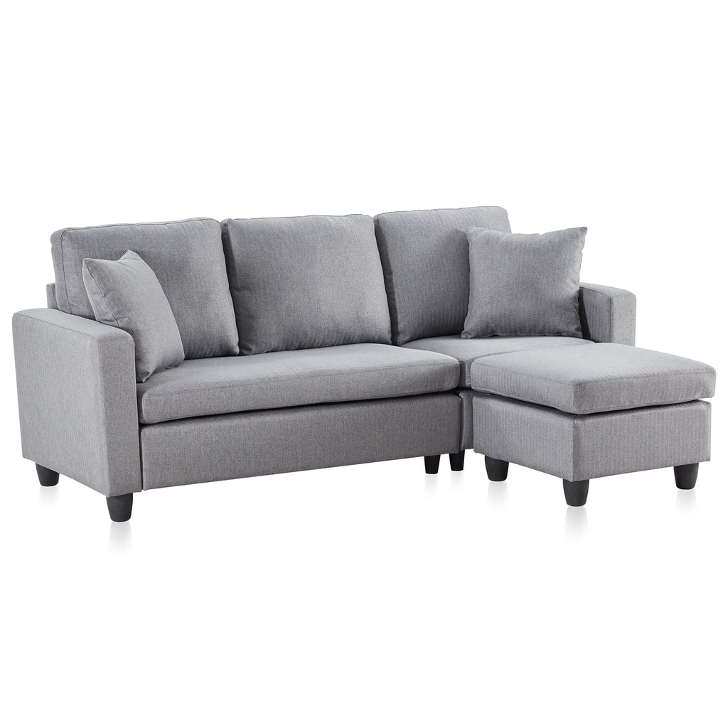 Gray Linen Fabric Convertible Sectional Sofa X517