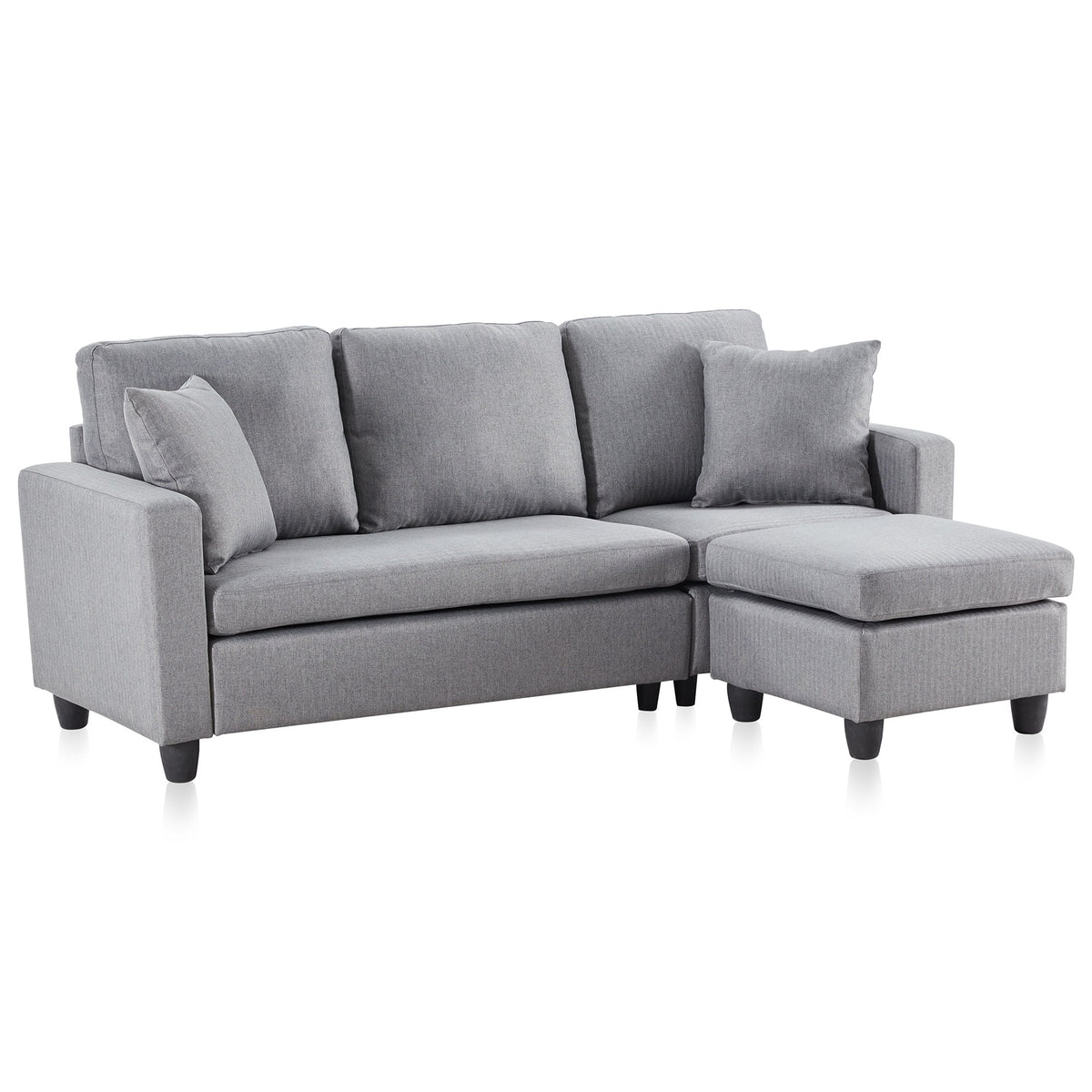 Gray Linen Fabric Convertible Sectional Sofa X517