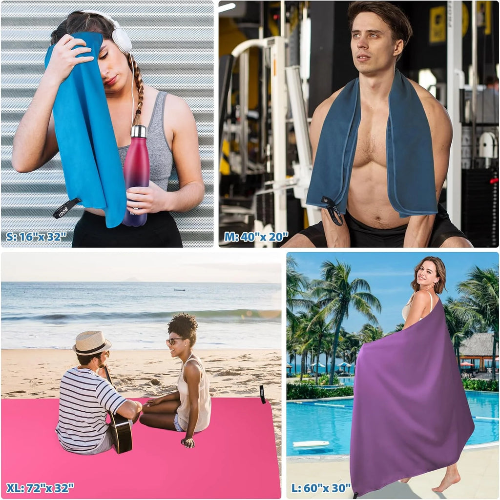 Grey Microfiber Travel Towel 2 Pcs 16''x32'' A5129