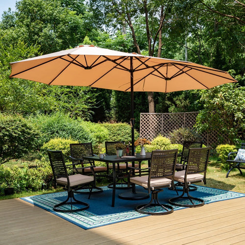 15ft Double-Sided Patio Umbrella with Base V922609