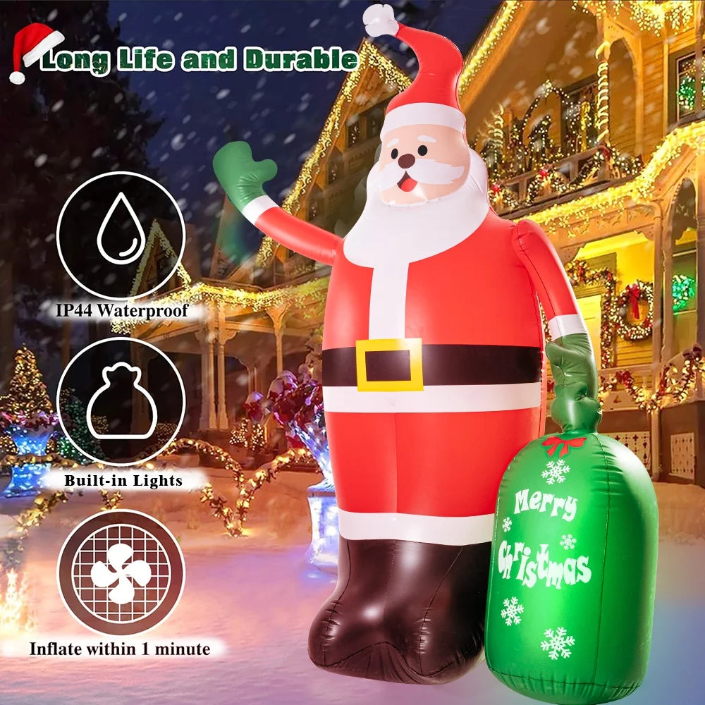 8Ft Christmas Inflatables Santa Claus Outdoor Decorations LED Lights B986