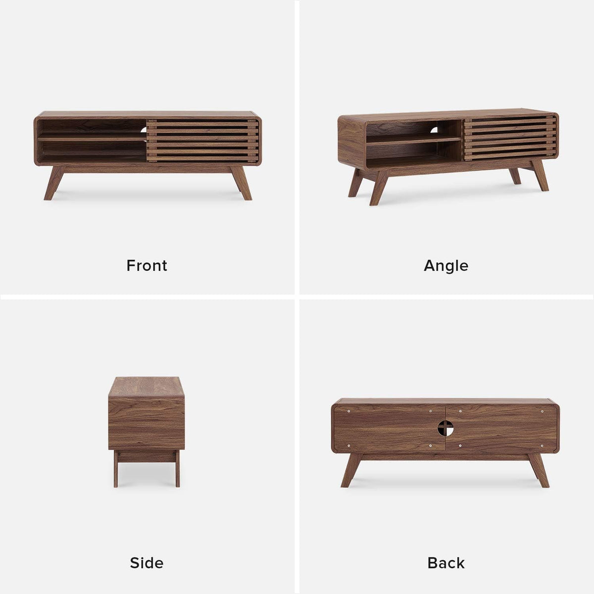Scandinavian TV Stand with Slatted Door A256