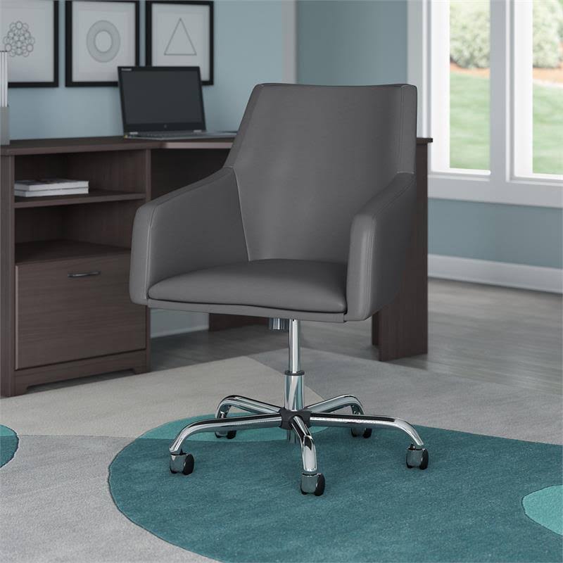 Dark Gray Leather Box Chair X629